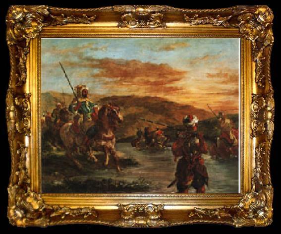 framed  Eugene Delacroix Fording a Stream in Morocco, ta009-2